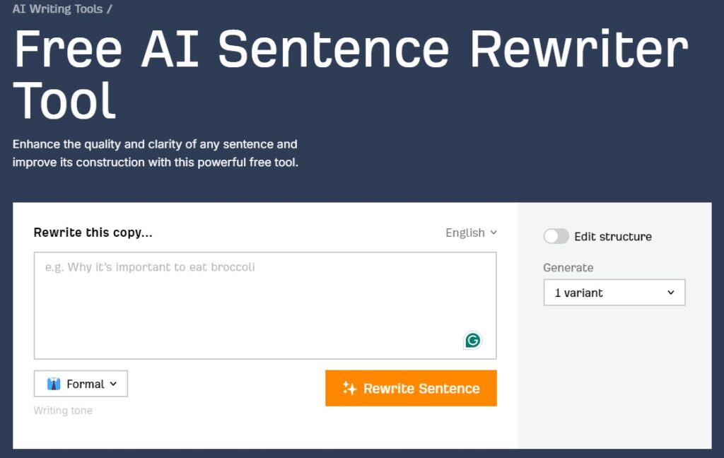 ahref free ai sentence rewriter