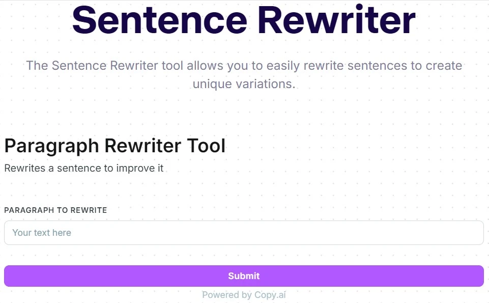 Copy AI sentence rewriter tool